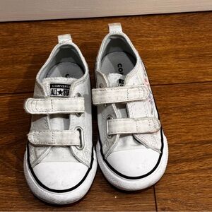 Free Converse Kids White Low Top Velcro Sneakers